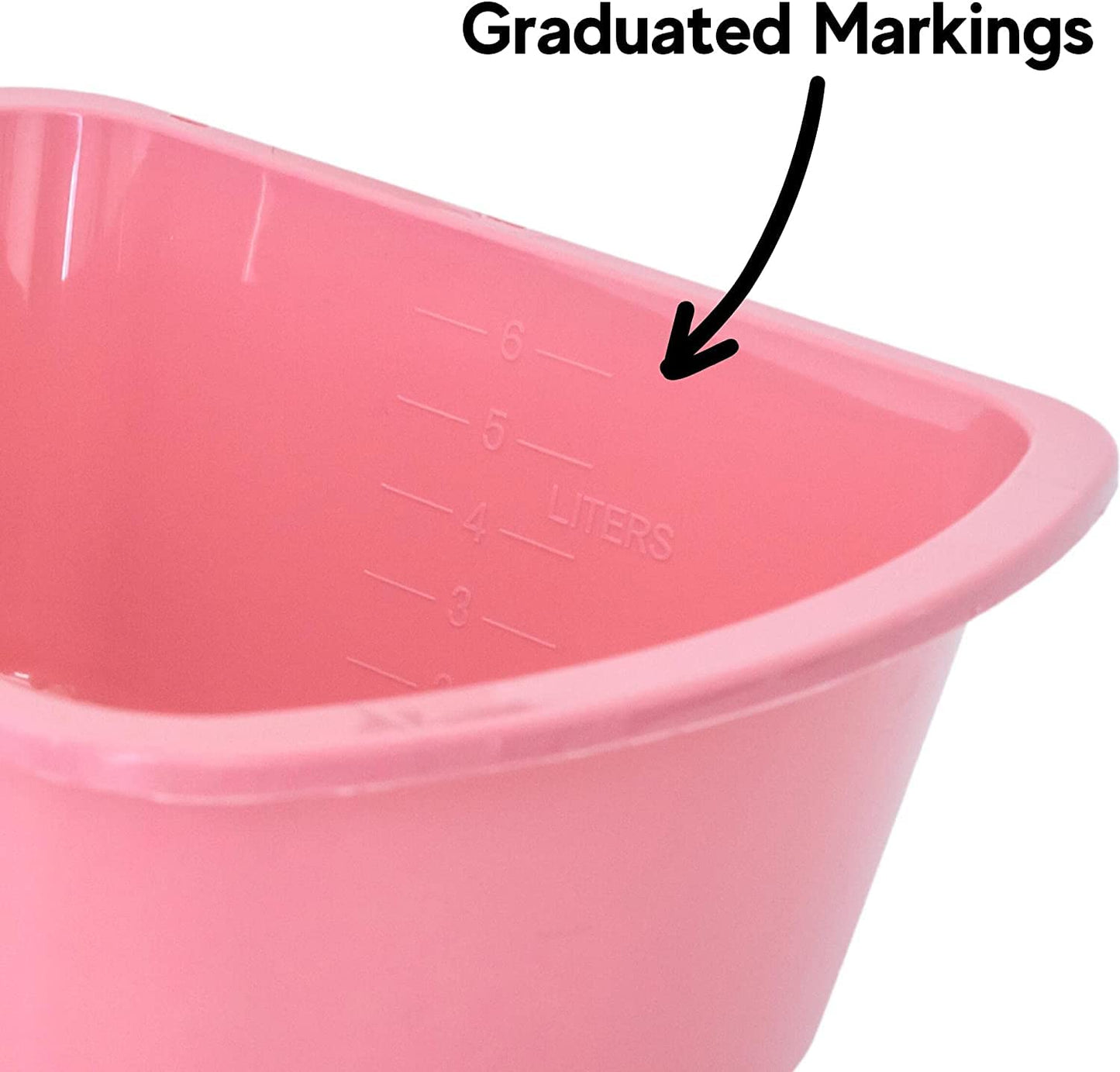 Wash Basins – Rectangular Plastic Hospital Bedside Soaking Tub - Small 7 Qt Graduated Bucket - Portable Washbasin for Washing, Cleaning, Foot Bath, Dishes, Face Cleansing Bowl -13.25 x 10 x 4.5 Inches