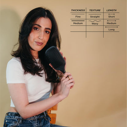 Denman (Black) Large Paddle Cushion Hair Brush for Blow Drying & Detangling - Comfortable Styling, Straightening & Smoothing - For Women and Men, P083