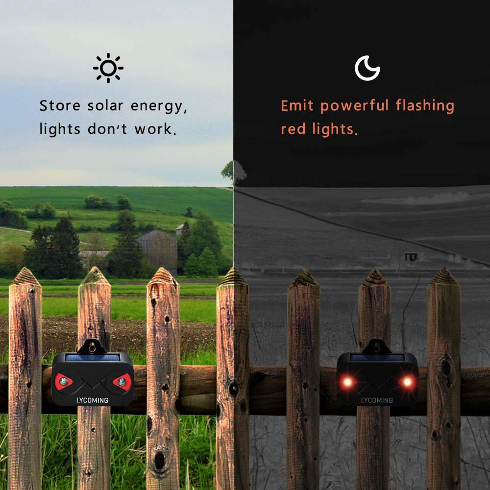 Lycoming Nocturnal Animals Coyote Deterrent Skunk Raccoon Deer Repellent Devices Solar Predator Control with Red LED Strobe Lights for Outdoor Yard Garden 8 Pack
