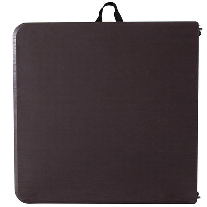 Flash Furniture Mills 4-Foot Height Adjustable Bi-Fold Brown Wood Grain Plastic Folding Table with Carrying Handle