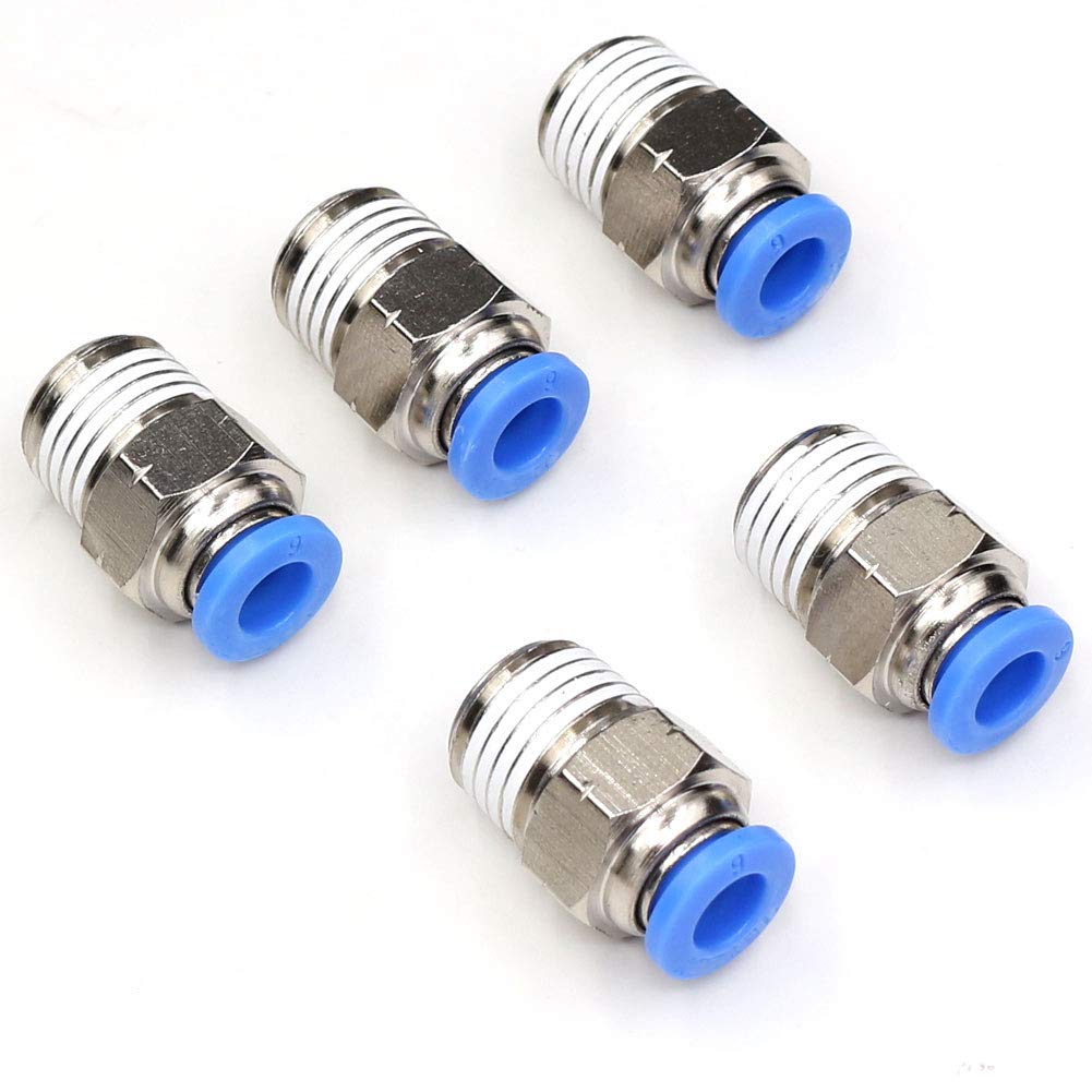 CEKER 1/4" NPT Push to Connect Air Fittings 6mm Tube Od Pneumatic Push in Connectors Air Hose Quick Connect Fittings 5Packs