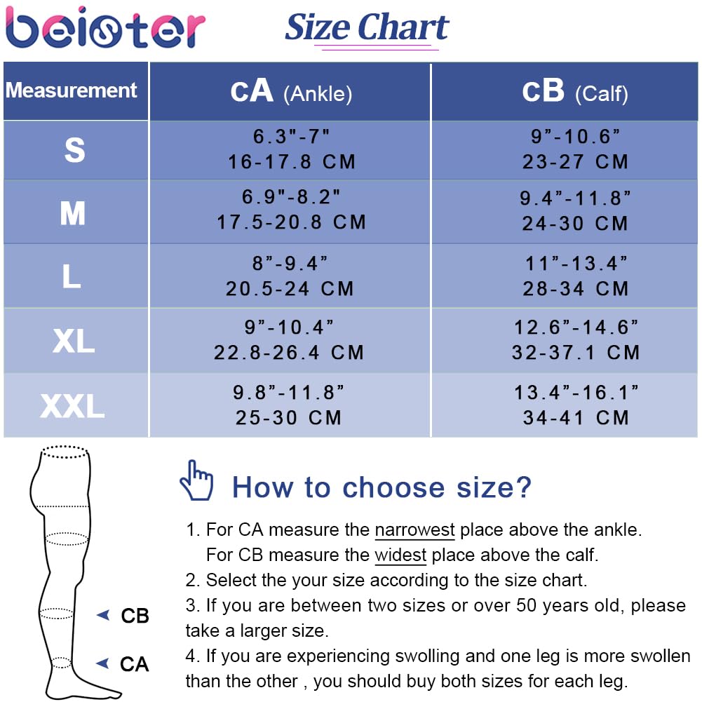 Beister Medical Open Toe Knee High Calf Compression Socks for Women & Men, Firm 20-30 mmHg Graduated Support Hosiery for Varicose Veins, Edema, Flight, Pregnancy （A Pair）