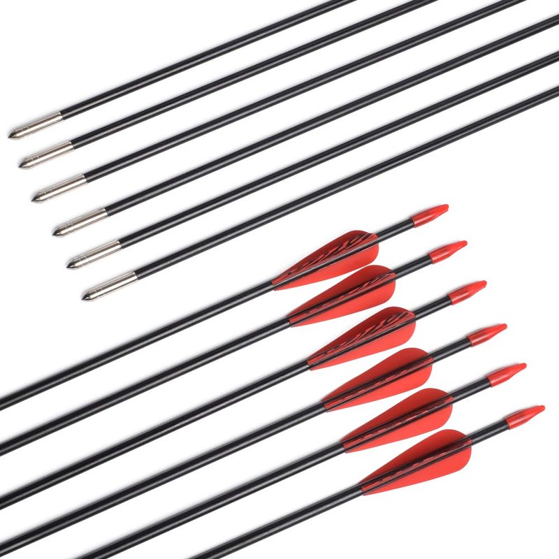 Fiberglass Arrows Archery 28 Inch Target Shooting Practice Safetyglass with Red Spots Vanes for Recurve Bows Suitable for Youth Woman Beginner 6 PCS