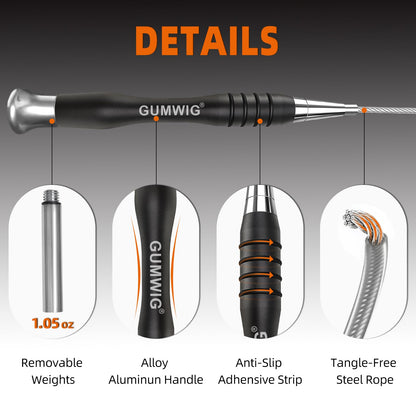 Gumwig Speed Jump Rope, Removable Weighted Double Under Jumping Rope for Men, Trainning Skipping Rope for Women, Easy to Adjust Length with a Self-Locking System, Crossfit Fitness for Adults Kids