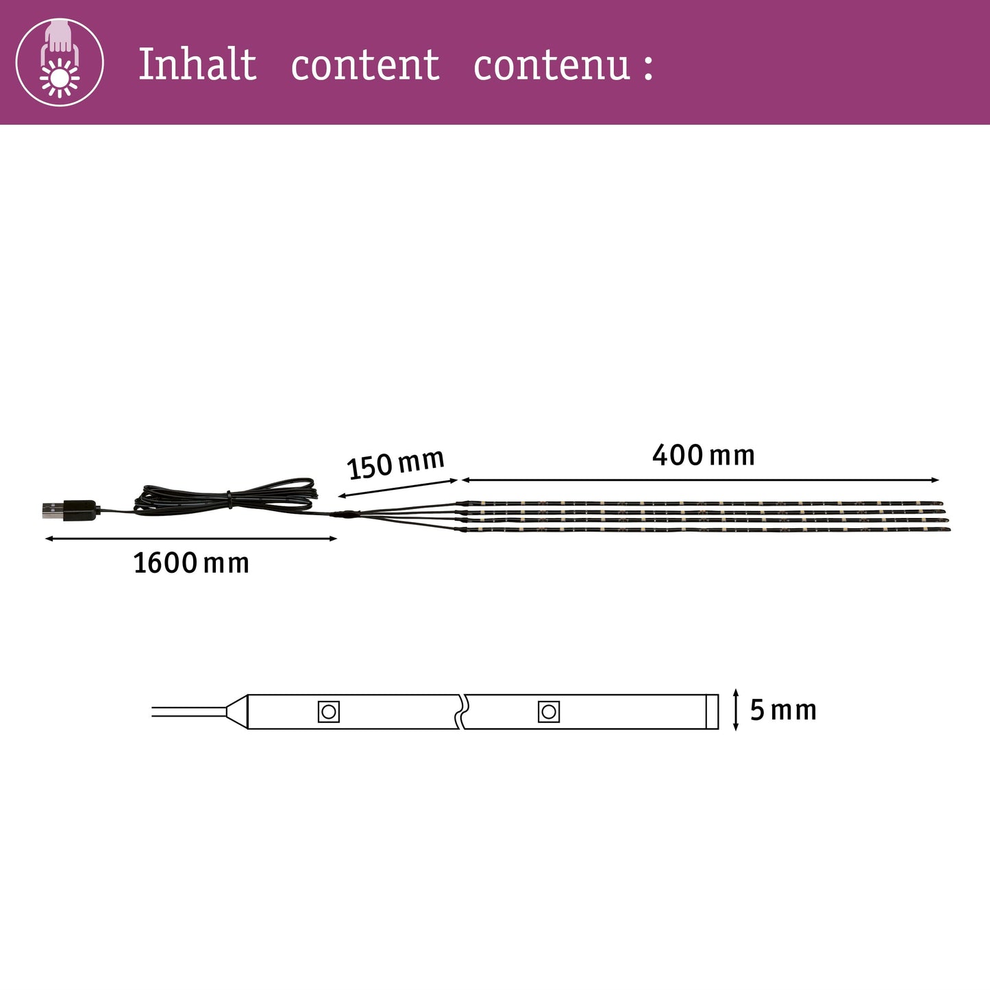 Paulmann 942.08 Outdoor Mobile Parasol Lighting IP44 3000K 4x0.4m Parasol luminaire Decorative luminaire Light Strips LED Strips 94208