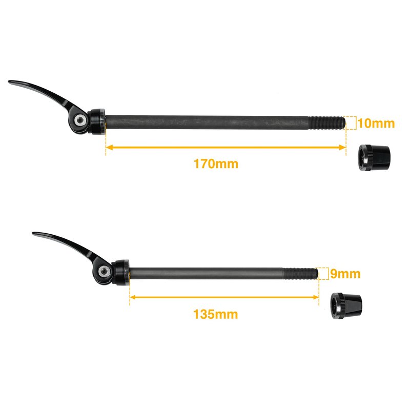CyclingDeal Road Mountain Bike Bicycle Wheel Hub Quick Release Skewers Axles Set 9mm 10mm - Front 9mm x 135mm; Rear 10mm x 170mm