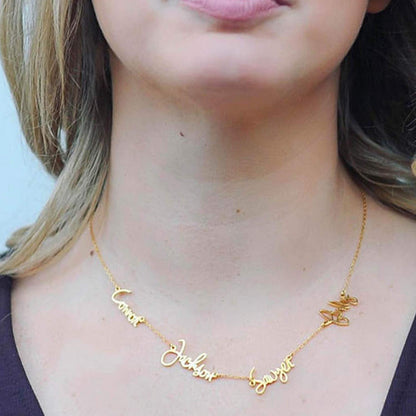LONAGO Personalized Name Necklace Custom Name Plate Necklace - One, Two,Three or More Names Chain Necklace