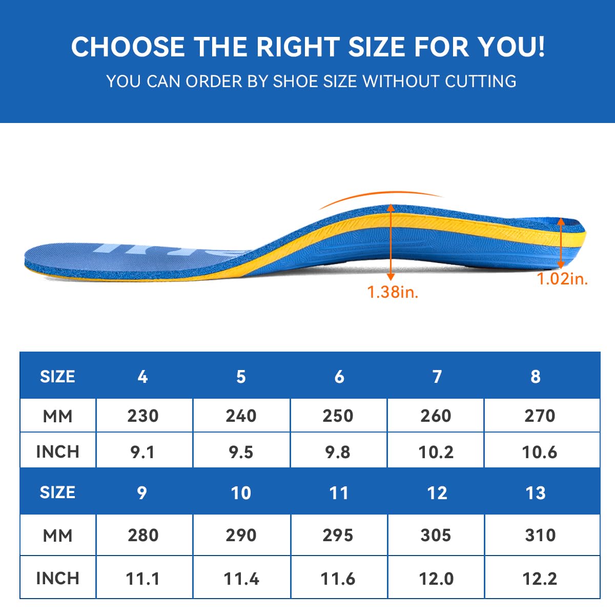 3ANGNI Heavy Duty Support Plantar Fasciitis Orthotic Insoles - 220+ LBS Arch Support, Relieve Flat Feet, Heel Pain, Overpronation, Shock Absorbing and Breathable Insoles, Suitable for Men and Women