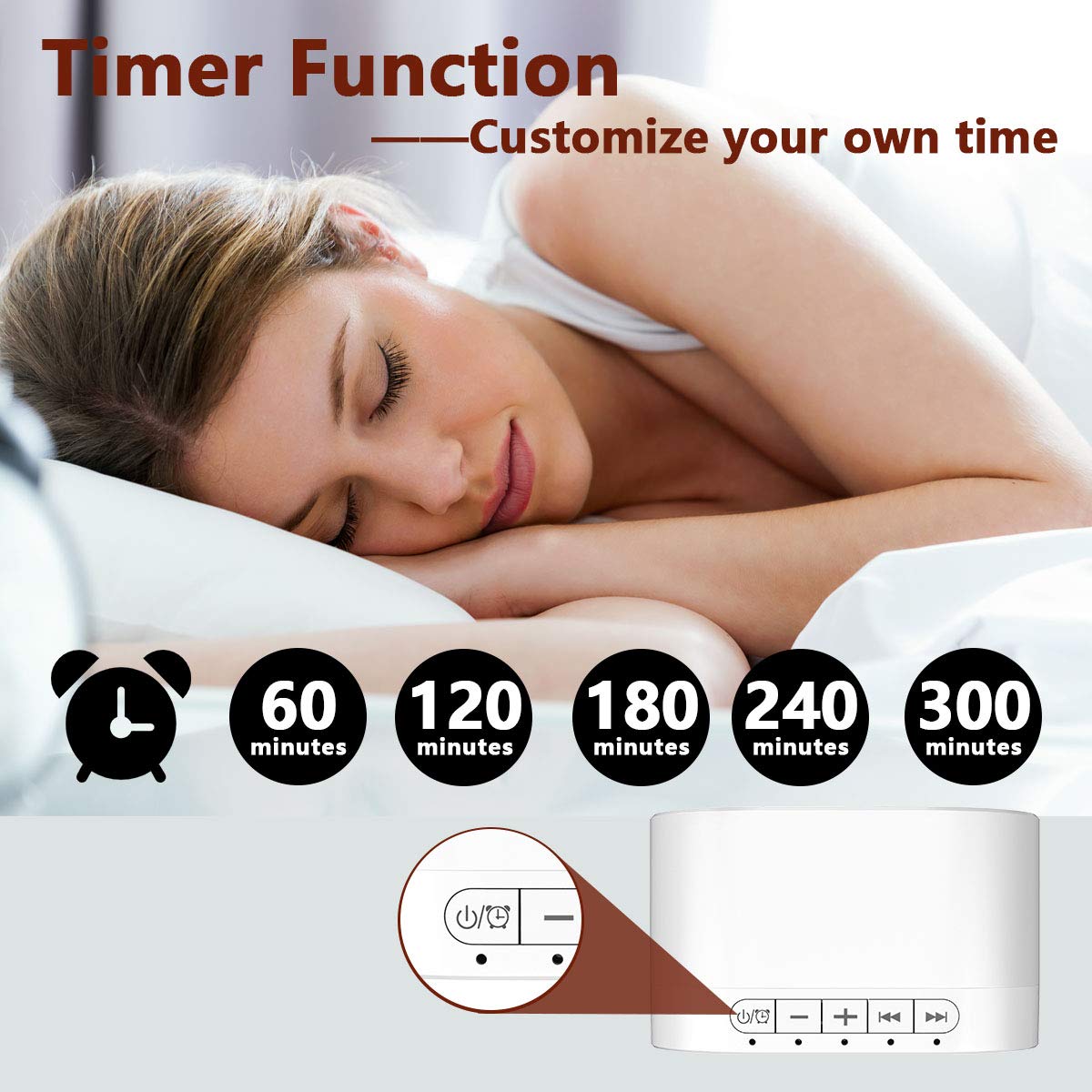 Magicteam Sound Machines White Noise Machine with 20 Non Looping Natural Soothing Sounds and Memory Function 32 Levels of Volume Sleep Sound Timer Therapy for Baby Kids Adults (White Little)