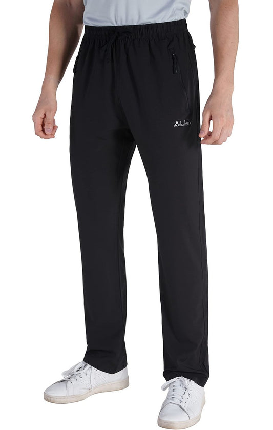 clothin Mens Workout Athletic Pants Elastic-Waist Drawstring Pants for Sport Exercise Travel,Quick-Dry,Stretchy,Black,M(31-34W x 30L)