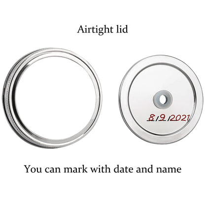 Jillmo Fermentation Kit, Stainless Steel Fermenting Lids for Wide Mouth Mason Jars (NO Jars)