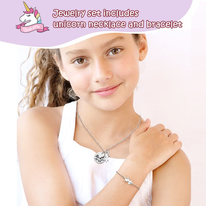 efubaby Musical Jewelry Box for Girls 3 Layer Music Box with Drawers Spinning Ballerina Unicorn Design Included Unicorn Jewelry Set Kids Birthday Christmas Gifts for Girls, Purple