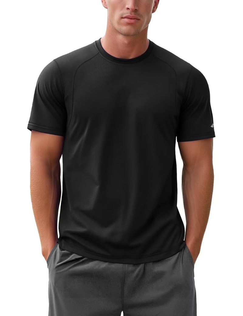 Zengjo Gym Shirts for Men Workout(Black,L)