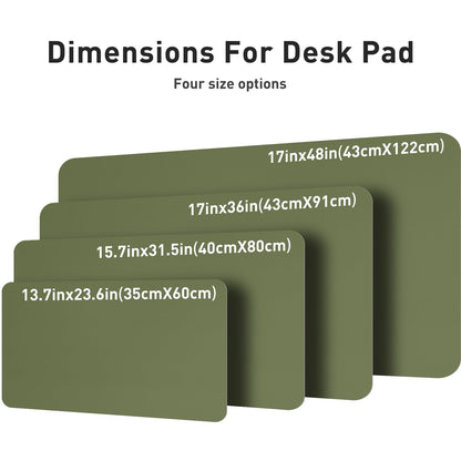 Aothia Leather Desk Pad Protector, Mouse Pad, Office Desk Mat, Non-Slip PU Leather Desk Blotter, Laptop Desk Pad, Waterproof Desk Writing Pad for Office and Home (23.6" x 13.7", Olive Green)
