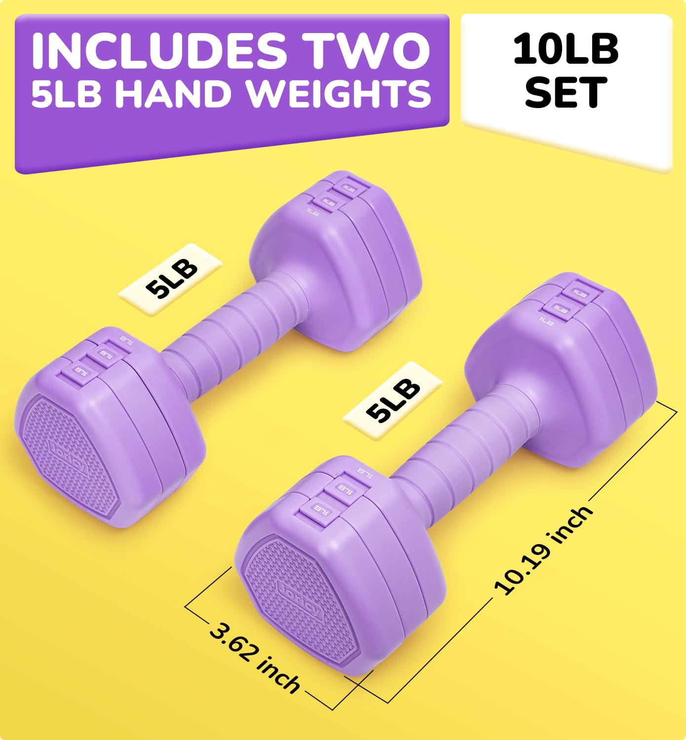 Adjustable Dumbbell Set of 2, 10LBS Hand Weights for Women Men 3-in-1 Free Weight Dumbbells Sets at Home, Each 1lb 3lb 5lb for Home Gym Exercise Workout Strength Training Equipments Purple