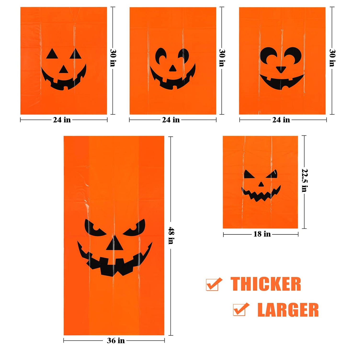 12Pcs Halloween Pumpkin Lawn Bags - Halloween Decorations Leaf Bags with 5 Designs, Halloween Party Favors Fall Halloween Trash Bags with Twist Ties for Yard Lawn Garden Halloween Decorations Outdoor