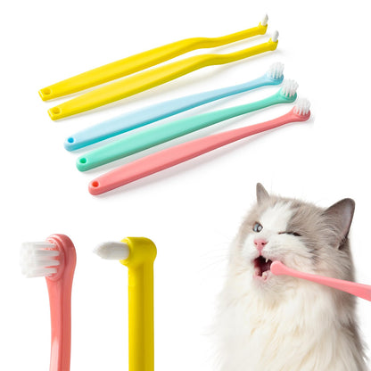 E.M&S.T by Emmeliestella Small Dog & Cat Toothbrush Micro Head, Cat Dental Care, Pets Toothbrush, Oral Hygiene, Easy to Handle, Deep Clean, Soft Bristles, Multi-Angle, Round&Pointed Toothbrush, 5 PCS