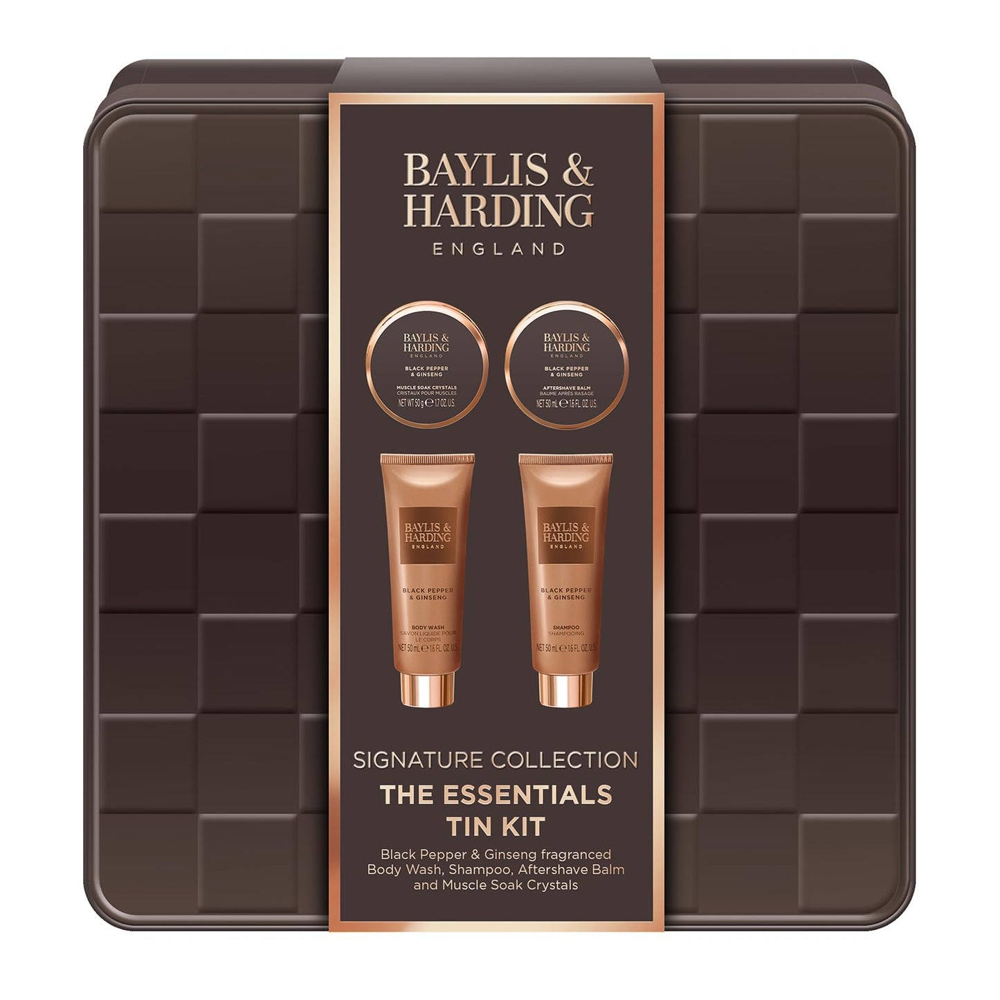 Baylis & Harding Black Pepper & Ginseng Men's The Essentials Tin Kit Gift Set (Pack of 1) - Vegan Friendly