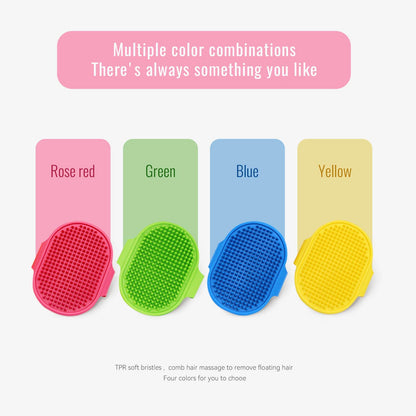 DSOE Dog Grooming Brush，Pet Shampoo Massage Bath Brush Comb with Adjustable Loop Handle for Grooming Short and Long Hair Cats and Dogs, 2pcs(Tapered brush head, Blue+Green)