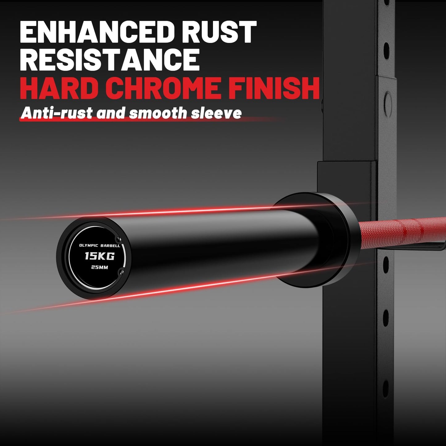 25mm 35lb Womens Olympic Barbell 6.5FT Olympic Barbell 2inch 1000lb Capacity Olympic Bar with Moderate Knurling For Squats Curls Deadlifts Weightlifting Red