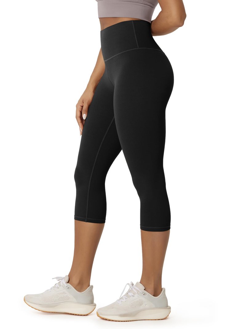 ODODOS Buttery Soft Lounge Yoga Capris for Women 19" High Waist Capri Leggings, Black, X-Large