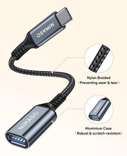 USB C to USB 3.0 Adapter [2 pack],NIMASO USB-C to USB,Thunderbolt 3 to USB Adapter OTG Cable for Macbook Pro/Air 2020/2018,iPad Pro 2020,Galaxy S20 S20+,Google Pixel and More