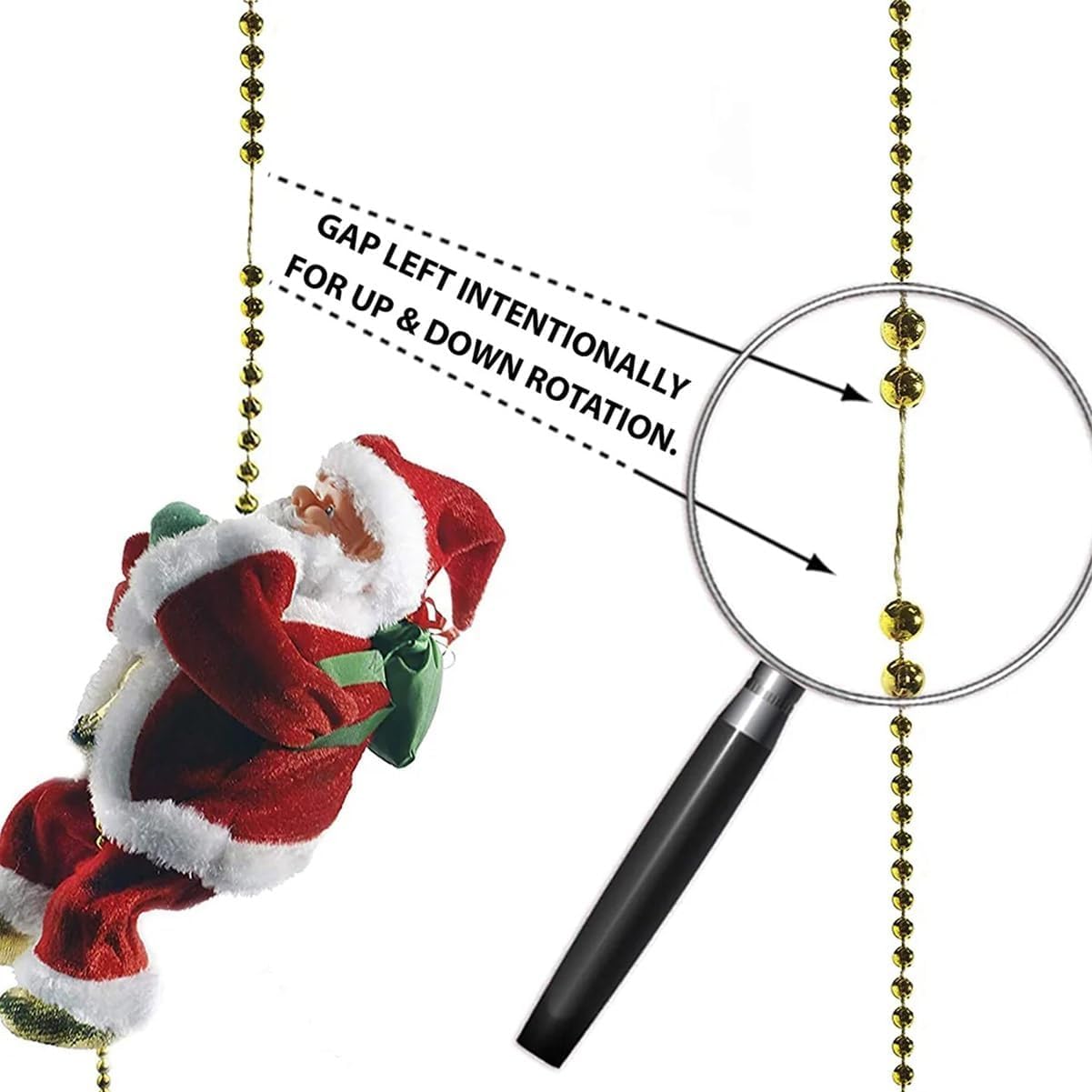 Climbing Santa On Rope,Santa Claus Musical Climbing Rope,Santa Climbing Rope, Christmas Hanging Ornament for Tree, Window, Wall, Home Décor (1Pcs)