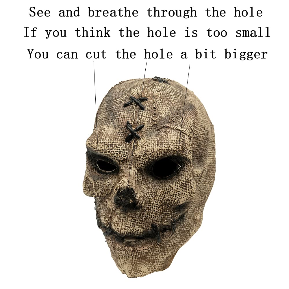 GOODKSSOP Unisex Retro Old Scary Skull Halloween Mask Cosplay Horrible Head Full Face Latex Helmet Creepy Costume Prop for Carnival Themed Party