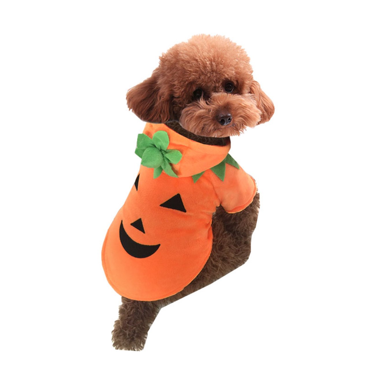 Mogoko Dog Cat Halloween Pumpkin Costume,Pet Cosplay Costumes,Puppy Warm Outfits Fleece Hoodie Animal Autumn Winter Clothes (S Size)