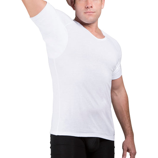 Ejis Men's Sweat Proof Undershirt, V Neck, Anti-Odor Silver, Cotton, Sweat Pads