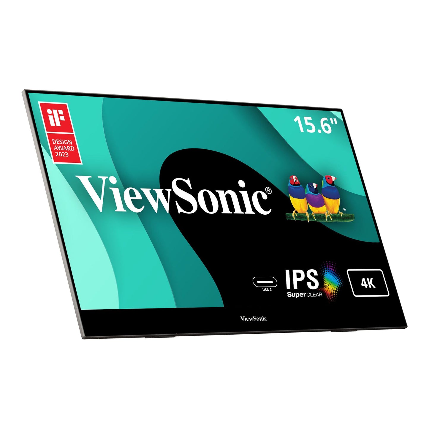 ViewSonic VX1655 15.6 Inch 1080p FHD Portable LED IPS Monitor with 2 Way Powered 60W USB C, Mini HDMI, Dual Speakers, and Built-in Stand with Tripod Mount,Black