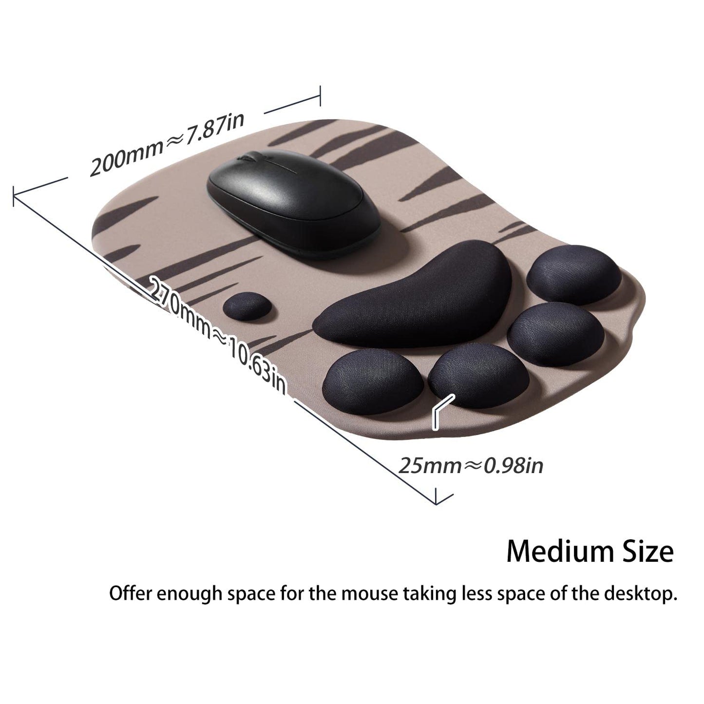 DOBAOJIA Mouse Pad Cat Paw, Ergonomic Mouse Pad, Mouse Mat with Wrist Support, Silicone Gel Mouse Pad, Cute Mouse Pad, Kawaii Mouse Pad, for Home/Office/Gaming, Mouse Mat Grey & Black
