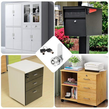 Drawer Tubular Cam Lock 25mm Zinc Alloy Security Drawer Cam Cylinder Lock with 2 Keys for Door Mailbox Cabinet Cupboard Letterbox