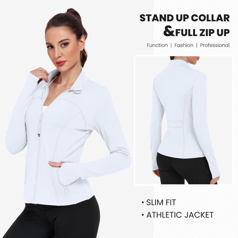 YOKGO Women's Workout Jackets Full Zip Running Yoga Jackets Lightweight Athletic Clothes with Thumb Holes