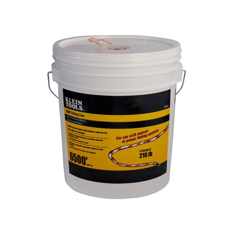 Klein Tools 56110 Poly Pull Line, Made in USA, Pull String for Light Duty Cable, Orange/White, 6500-Foot