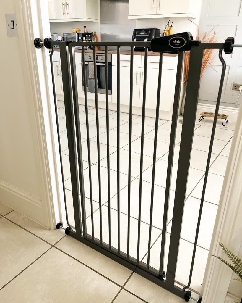 Bettacare Child and Pet Gate, 75cm - 83cm, Slate Grey, Extra Tall Gate 104cm in Height, Pressure Fit Stair Gate, Baby Gate and Suitable for Dog Gate or Pet Barrier, Easy Installation
