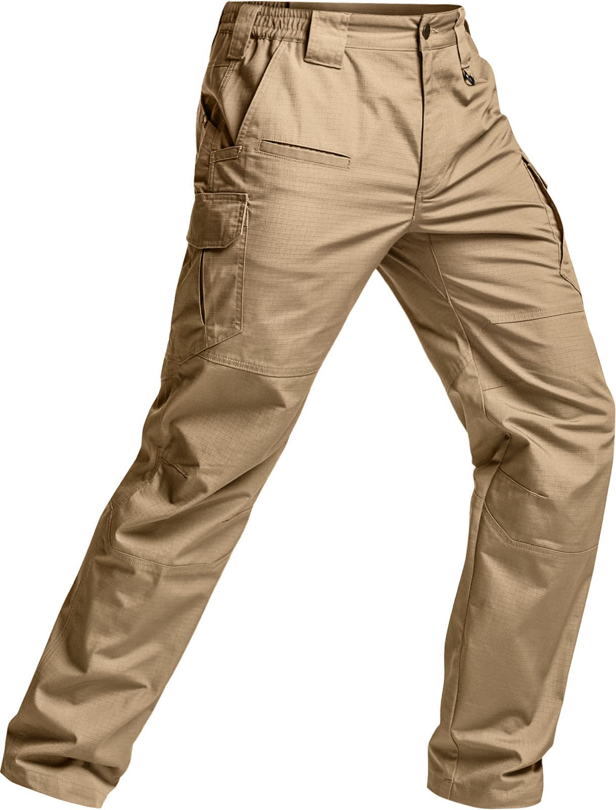 CQR Men's Tactical Pants, Water Resistant Ripstop Cargo Pants, Lightweight EDC Work Hiking Pants, Outdoor Apparel, Raider Mag Pocket Khaki, 38W x 32L