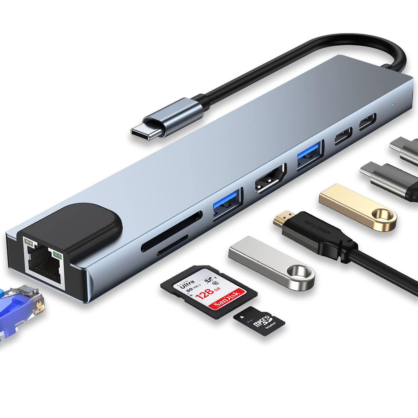 USB C HUB, USB C Adapter 11 in 1 Dongle with 4K HDMI, VGA, Type C PD, USB3.0, RJ45 Ethernet, SD/TF Card Reader, 3.5mm AUX, Docking Station Compatible with MacBook Pro/Air, Other Type C Laptops