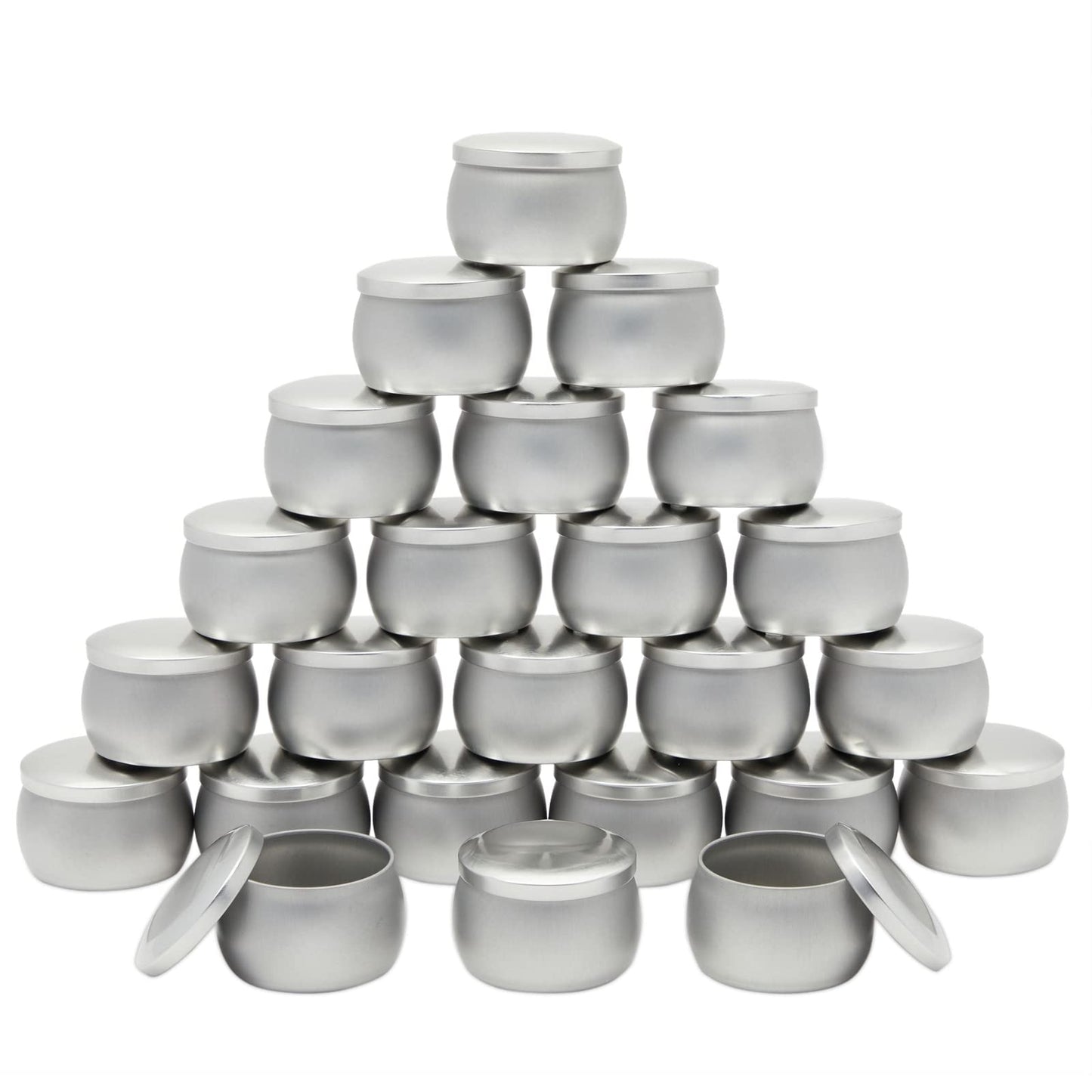 Bright Creations Candle Tins - 4 oz, 3 x 2 in, Silver, 24 Pack - Tin Cans with Lids & Tiny Containers for Wax Projects - DIY Candle Making Supplies