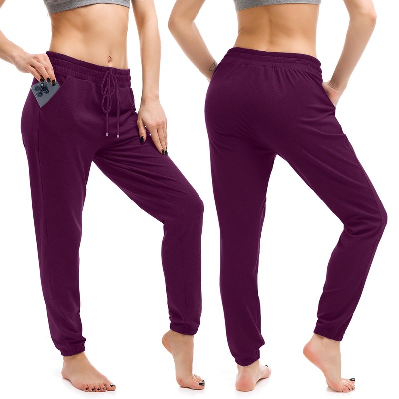 Walifrey Womens Joggers with Pockets, Drawstring Sweatpants Women for Lounging Jogging Gym and Workout Purple,1 Pack Purple L