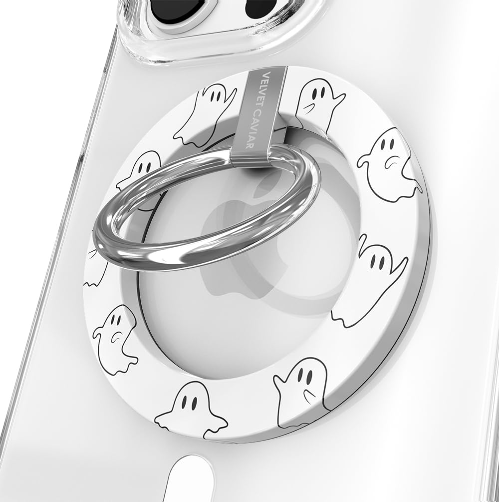 VELVET CAVIAR Compatible with MagSafe Phone Grip - Magnetic Ring Holder with Adjustable Stand - Removable MagSafe Accessories for iPhone 16, 15, 14, 13, 12 (Halloween Ghost)