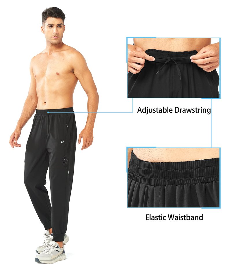 NORTHYARD Men's Athletic Running Pants Lightweight Workout Joggers Quick Dry Gym Sweatpants Active Sports Track Training Black L