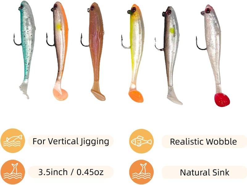 Soft Swimbait Lures - Pre-Rigged Fishing Baits with Realistic Vibration & Slow Sinking Action | Ideal for Bass, Trout, Crappie & Walleye