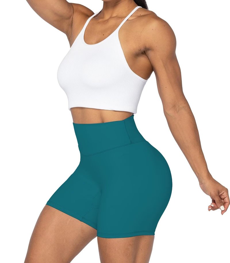 Sunzel Women's Biker Shorts in High Waist Tummy Control with No Front Seam 5" Deep Lagoon Medium