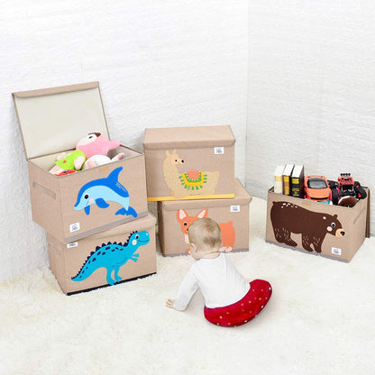CLCROBD Foldable Kids Large Toy Chest with Flip-Top Lid, Collapsible Fabric Animal Toy Storage Organizer/Bin/Box/Basket/Trunk for Toddler, Children and Baby Nursery (Dinosaur)