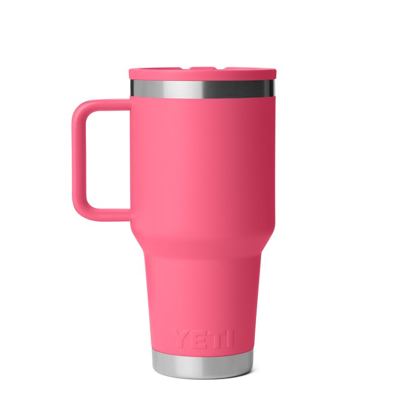 YETI Rambler 30 oz Travel Mug with Flip Straw Lid – Stainless Steel, Vacuum Insulated, Leakproof, Cup Holder Friendly, Tropical Pink