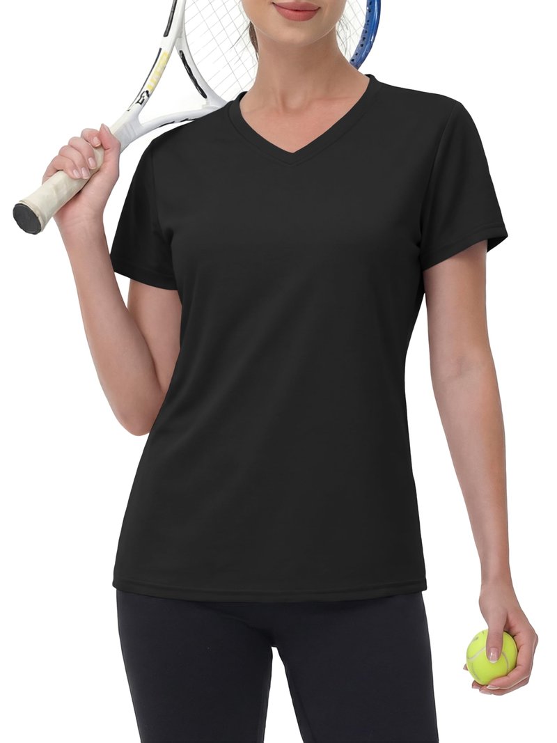 MAGCOMSEN Women's Workout Tops Short Sleeve UPF 50+ Athletic Shirts Quick Dry V-Neck T-Shirt Moisture Wicking Gym Tee