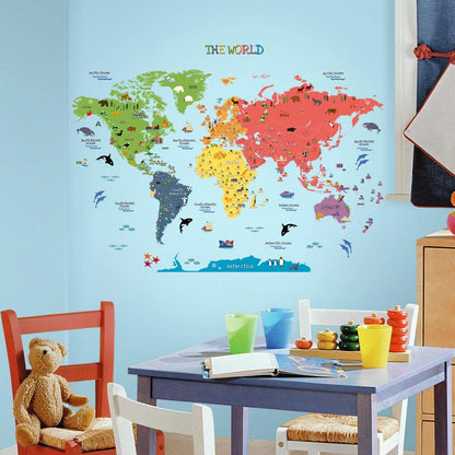 HomeEvolution Large Removable Educational World Map Peel and Stick Wall Stickers for Kids Nursery Playroom Wall Arts Décor…
