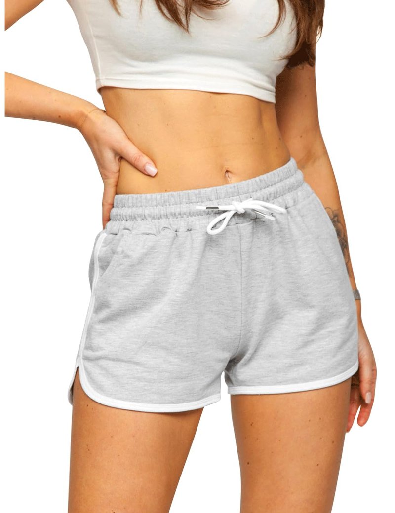 Hanyomo Women Athletic Yoga Fitness Terry Cotton Shorts Gym Running Bodybuilding Medium Thickness Shorts Grey M