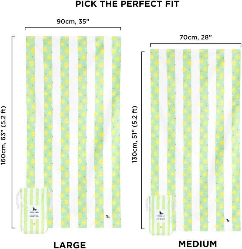 Beach Towel - Quick Dry, Sand-Free, Compact & Lightweight | 100% Recycled, Large (160x90cm)
